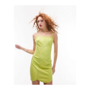 Topshop Womens Bandeau Panelled Mini Dress In Lime-Green - Size 18 Uk