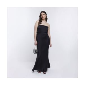 River Island Womens Bandeau Maxi Dress Black Bridesmaid - Size 18 Uk