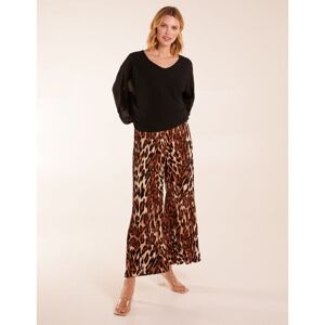 Blue Vanilla Womens Abstract Cheetah Pleated Trousers - Brown - Size Medium/large