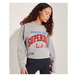 Superdry Womens SUPERDRY Varsity Arch Batwing Sweatshirt - Grey Cotton - Size 14 UK