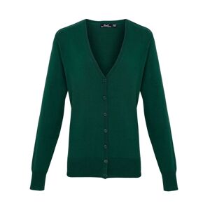 Premier Womens/ladies Button Through Long Sleeve V-Neck Knitted Cardigan (Bottle) - Green - Size 22 Uk