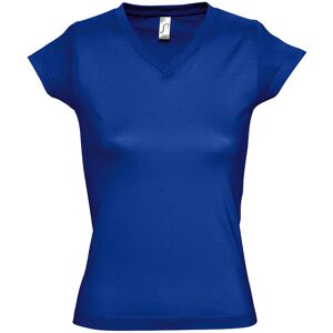 Sols Womens/ladies Moon V Neck Short Sleeve T-Shirt (Royal Blue) Cotton - Size Large Sols Womens/ladies Moon V Neck Short Sleeve T-Shirt (Royal Blue) Cotton - Size Large