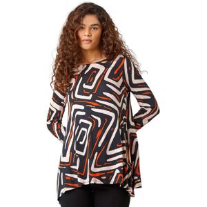 Roman Womens Geometric Back Detail Stretch Top - Black - Size 10 Uk Roman Womens Geometric Back Detail Stretch Top - Black - Size 10 Uk