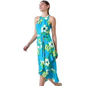 Roman Womens Floral Print Chiffon Halterneck Midi Dress - Blue - Size 18 Uk Roman Womens Floral Print Chiffon Halterneck Midi Dress - Blue - Size 18 Uk