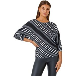 Roman Womens Relaxed Stripe Print Stretch Top - Black - Size 20 Uk Roman Womens Relaxed Stripe Print Stretch Top - Black - Size 20 Uk