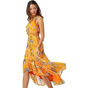 Roman Womens Sleeveless Floral Halter Neck Midi Dress - Yellow - Size 18 Uk Roman Womens Sleeveless Floral Halter Neck Midi Dress - Yellow - Size 18 Uk
