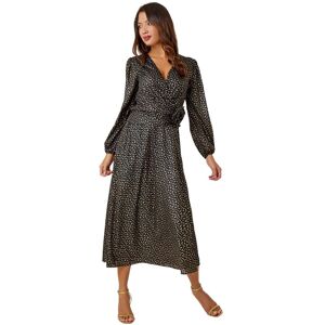 Roman Womens Metallic Star Print Corsage Midi Wrap Dress - Black - Size 16 Uk Roman Womens Metallic Star Print Corsage Midi Wrap Dress - Black - Size 16 Uk