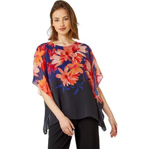 Roman Womens Floral Print Chiffon Overlay Jumpsuit - Navy - Size 12 Uk Roman Womens Floral Print Chiffon Overlay Jumpsuit - Navy - Size 12 Uk