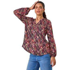 Roman Womens Aztec Print V-Neck Cuff Sleeve Top - Orange - Size 18 Uk Roman Womens Aztec Print V-Neck Cuff Sleeve Top - Orange - Size 18 Uk