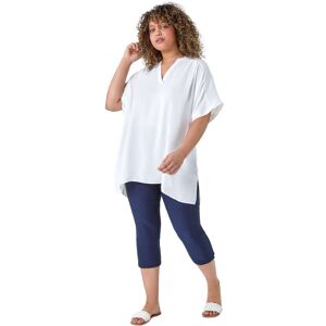 Roman Curve Womens Cropped Elastic Waist Stretch Trouser - Navy - Size Uk 30-32 Roman Curve Womens Cropped Elastic Waist Stretch Trouser - Navy - Size Uk 30-32