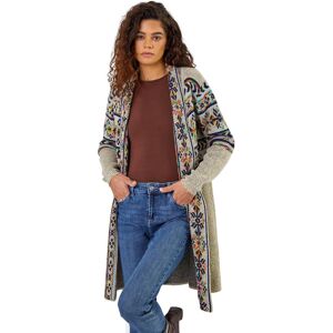 Roman Womens Nordic Patterned Longline Cardigan - Natural - Size 14 Uk Roman Womens Nordic Patterned Longline Cardigan - Natural - Size 14 Uk