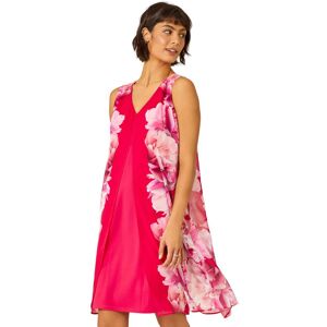 Roman Womens Sleeveless Floral Chiffon Overlay Dress - Pink - Size 10 Uk Roman Womens Sleeveless Floral Chiffon Overlay Dress - Pink - Size 10 Uk