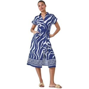 Roman Womens Animal Border Print Pocket Midi Dress - Navy Denim - Size 18 Uk Roman Womens Animal Border Print Pocket Midi Dress - Navy Denim - Size 18 Uk