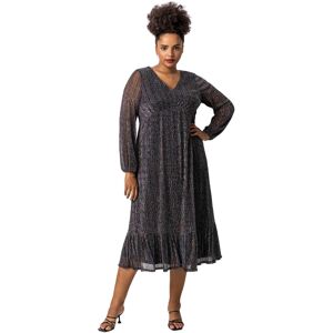 Roman Curve Womens Metallic Plisse Frill Hem Dress - Bronze - Size Uk 26-28 Roman Curve Womens Metallic Plisse Frill Hem Dress - Bronze - Size Uk 26-28