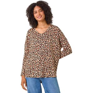 Roman Womens Animal Print V-Neck Tunic Stretch Top - Beige - Size 20 Uk Roman Womens Animal Print V-Neck Tunic Stretch Top - Beige - Size 20 Uk