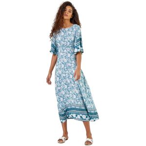 Roman Womens Floral Border Print Midi Dress - Sky Blue - Size 18 Uk Roman Womens Floral Border Print Midi Dress - Sky Blue - Size 18 Uk