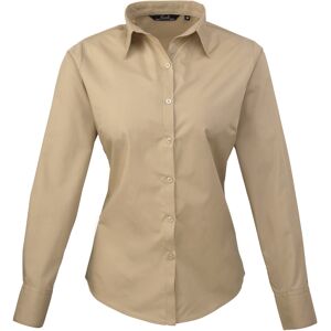 Premier Womens/ladies Poplin Long Sleeve Blouse / Plain Work Shirt (Khaki) - Size 24 Uk Premier Womens/ladies Poplin Long Sleeve Blouse / Plain Work Shirt (Khaki) - Size 24 Uk
