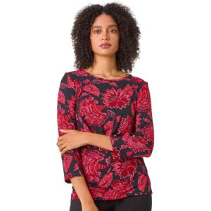 Roman Womens Floral Twist Detail Stretch Top - Pink - Size 20 Uk Roman Womens Floral Twist Detail Stretch Top - Pink - Size 20 Uk