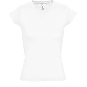Sols Womens/ladies Moon V Neck Short Sleeve T-Shirt (White) Cotton - Size Medium Sols Womens/ladies Moon V Neck Short Sleeve T-Shirt (White) Cotton - Size Medium
