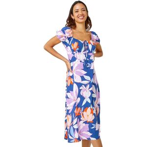 Roman Womens Floral Print Tie Detail Midi Dress - Blue - Size 18 Uk Roman Womens Floral Print Tie Detail Midi Dress - Blue - Size 18 Uk