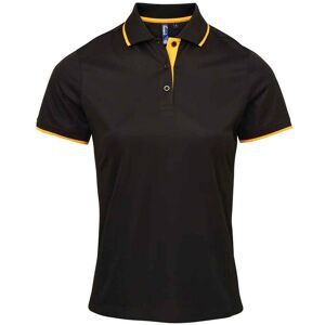 Premier Womens/Ladies Coolchecker Contrast Pique Polo Shirt - Black/Sunflower - M Premier Womens/Ladies Coolchecker Contrast Pique Polo Shirt - Black/Sunflower - M