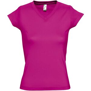 Sols Womens/ladies Moon V Neck Short Sleeve T-Shirt (Fuchsia) Cotton - Size Medium Sols Womens/ladies Moon V Neck Short Sleeve T-Shirt (Fuchsia) Cotton - Size Medium