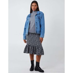 Blue Vanilla Womens Kirsten - Floral Tiered Midi Skirt - Grey - Size 10 Uk Blue Vanilla Womens Kirsten - Floral Tiered Midi Skirt - Grey - Size 10 Uk