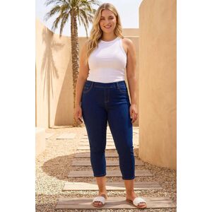 Roman Curve Womens Elastic Waist Cropped Denim Jeggings - Indigo Blue - Size Uk 30-32 Roman Curve Womens Elastic Waist Cropped Denim Jeggings - Indigo Blue - Size Uk 30-32