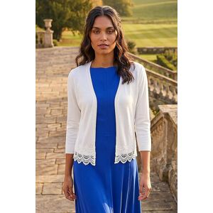 Roman Womens Scalloped Lace Trim Knitted Shrug - Ivory - Size 18 Uk Roman Womens Scalloped Lace Trim Knitted Shrug - Ivory - Size 18 Uk