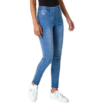 Roman Womens Elastic Waist 31" Denim Stretch Jegging - Blue - Size 10 Uk Roman Womens Elastic Waist 31" Denim Stretch Jegging - Blue - Size 10 Uk