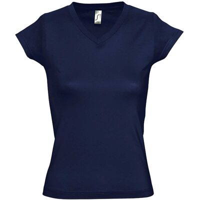 Sols Womens/ladies Moon V Neck Short Sleeve T-Shirt (French Navy) - Navy/blue Cotton - Size Large Sols Womens/ladies Moon V Neck Short Sleeve T-Shirt (French Navy) - Navy/blue Cotton - Size Large