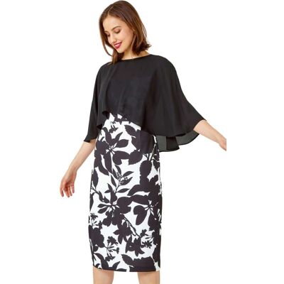 Roman Womens Floral Cape Detail Stretch Dress - Ivory - Size 10 Uk Roman Womens Floral Cape Detail Stretch Dress - Ivory - Size 10 Uk