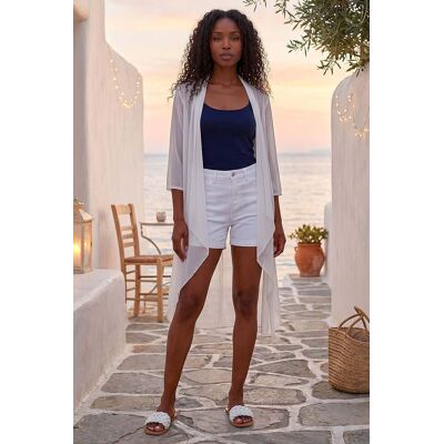 Roman Womens Mesh Longline Kimono - Ivory - Size 14 Uk Roman Womens Mesh Longline Kimono - Ivory - Size 14 Uk