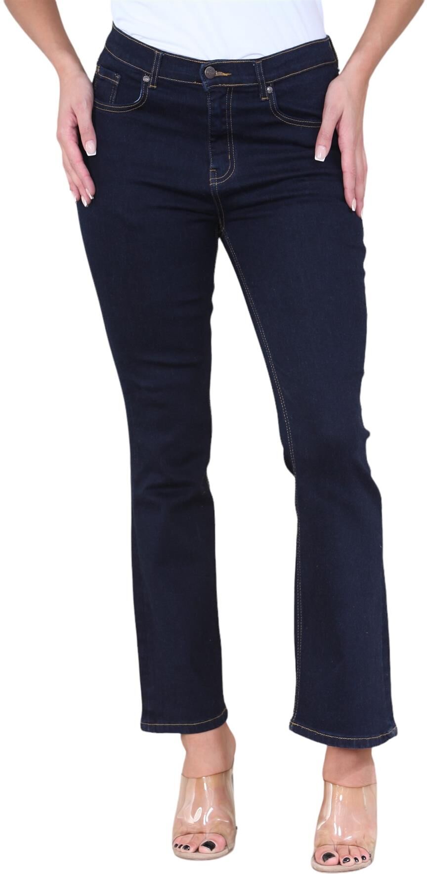 Myt Womens Magic Shaping High Waisted Slim Flare Leg Jeans In Indigo - Indigo Blue Denim - Size 18 Regular