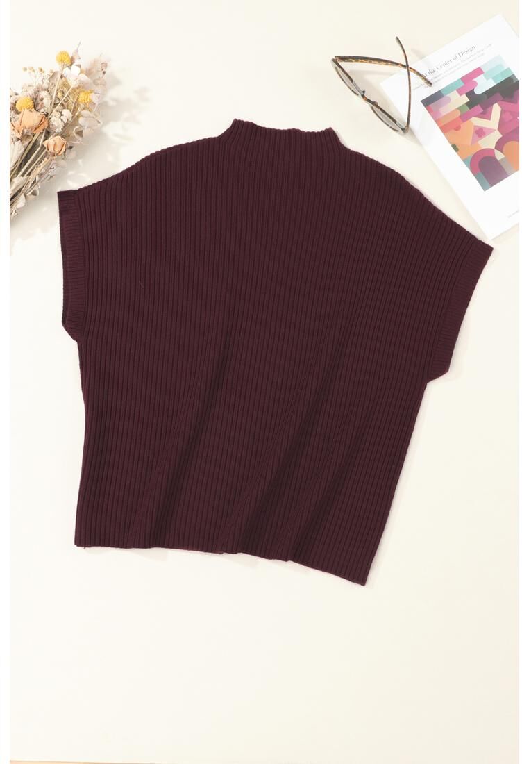 Azura Exchange Womens Mineral Red Patch Pocket Ribbed Knit Short Sleeve Sweater Viscose - Size 2xl