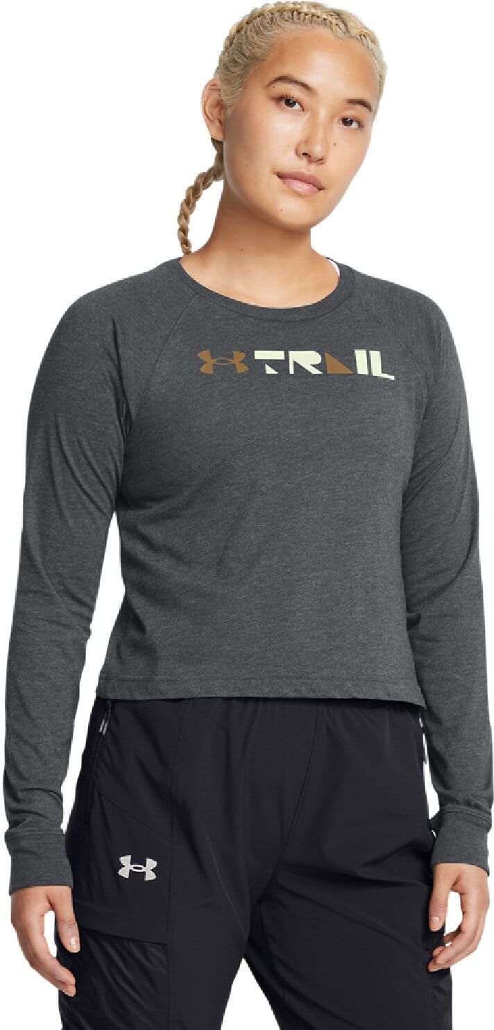 Under Armour Womens Launch Trail Run Long Sleeve T-Shirt In Grey Cotton - Size Uk 12-14 (Womens)
