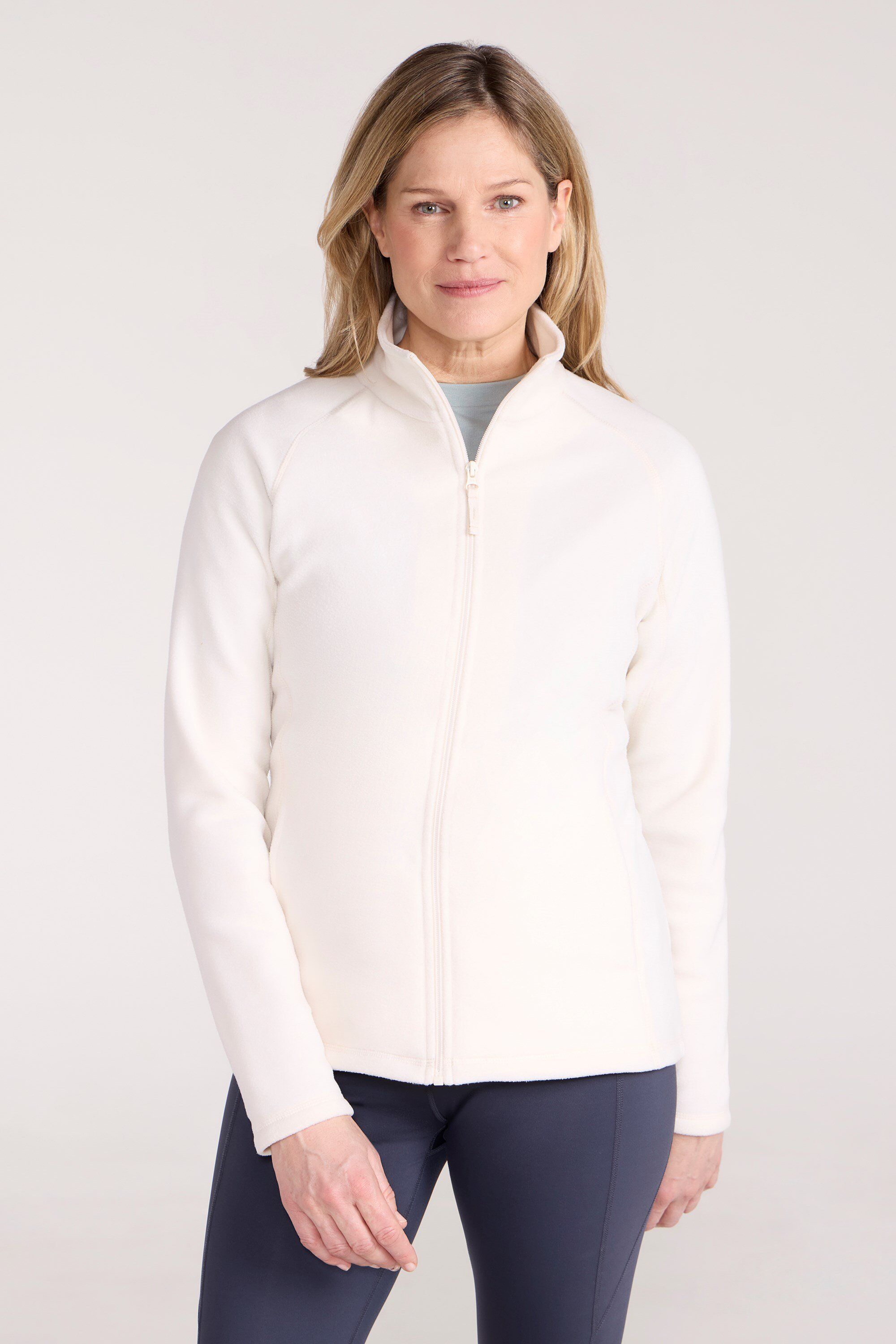 Mountain Warehouse 'Raso' Womens Fleece Jacket Full Zip Soft Touch Warm Outdoors Layer Breathable Gilet Beige - Size 20 Uk