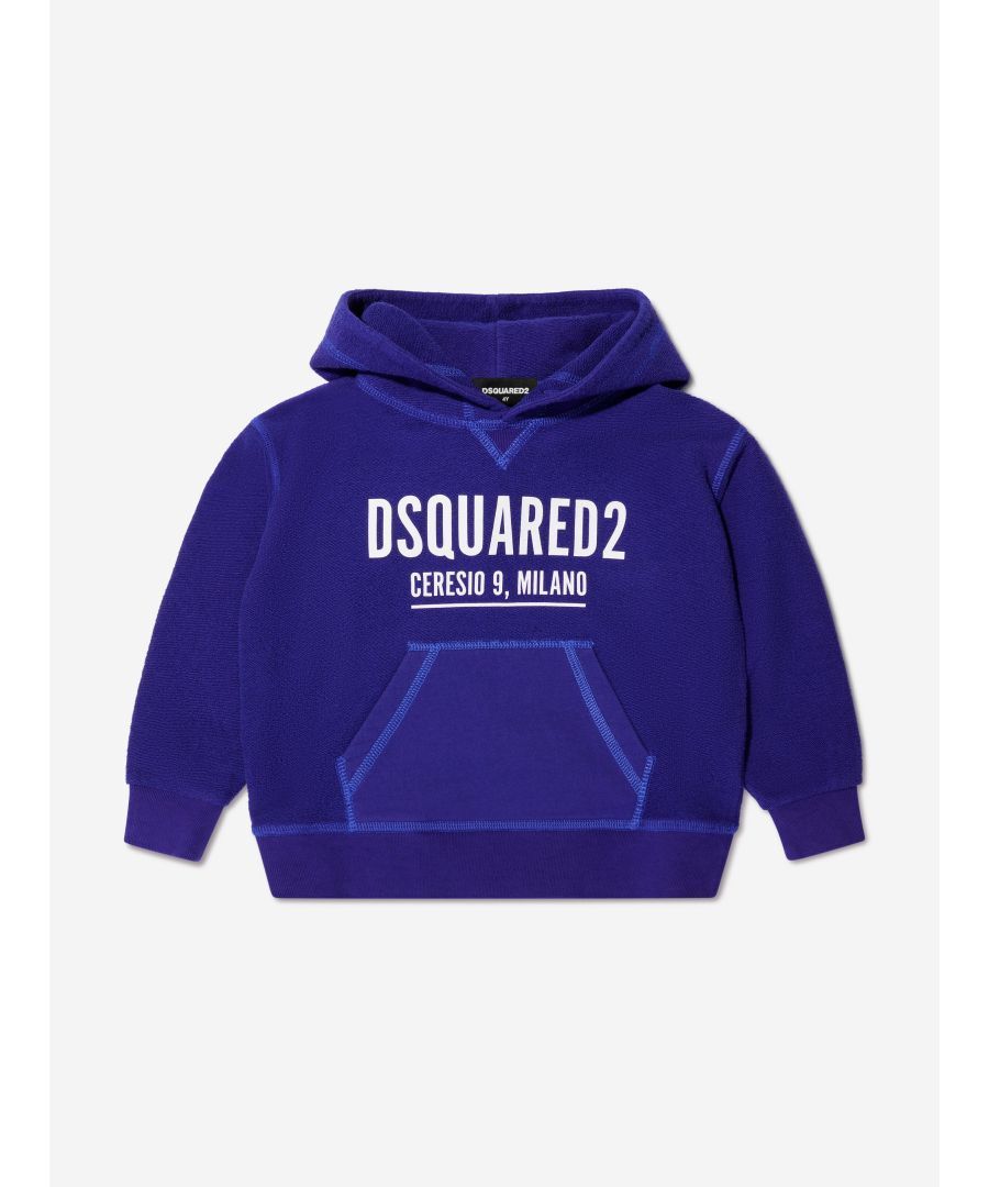 Dsquared2 Childrens Unisex Boy'S Junior Milano Hoody In Blue Cotton - Size 12y