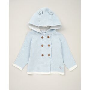 Rock A Bye Baby Girls Hooded Bear Cotton Knit Cardigan - Sky Blue - Size 6-12m