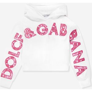 Dolce & Gabbana Girls Logo Hoodie In White - Size 10y