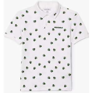 Lacoste Boys Boy'S Juniors Piqué Print Polo Shirt In White Cotton - Size 5y