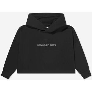 Calvin Klein Girls Glitter Monogram Hoodie In Black - Size 8y