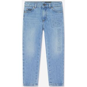 Dolce & Gabbana Boys Embossed Logo Skinny Jeans In Blue - Size 10y