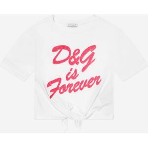 Dolce & Gabbana Girls Logo Tie Front T-Shirt In White - Size 5y