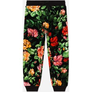 Dolce & Gabbana Girls Rose Print Joggers In Multicolour - Size 10y
