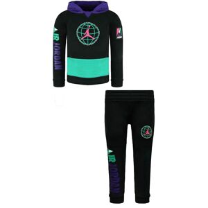 Nike Childrens Unisex Air Jordan Long Sleeve Pullover Stret Waist Black Kids Tracksuit Dd2576 010 Cotton - Size 2-3y
