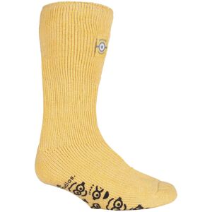 Heat Holders Boys - Childrens Character Non Slip 2.3 Tog Winter Warm Thermal Slipper Socks With Grippers - Minions - Yellow - Size Uk 9-11 Kids