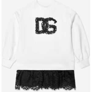 Dolce & Gabbana Girls Logo Sweater Dress In White - Size 14y