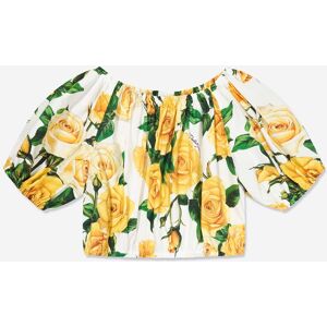 Dolce & Gabbana Girls Rose Print Cropped Top In Multicolour - Size 3y