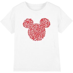 Disney Kids Unisex Childrens/kids Mickey Mouse Heart Ears Silhouette Valentine`S Day T-Shirt (White) Cotton - Size 5-6y
